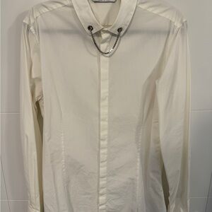 Authentic Niel Barrett White Men's Shirt with Chain Detail
